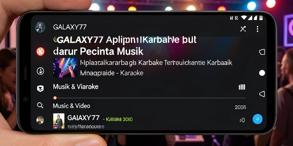 Antarmuka <strong>GALAXY77</strong> menampilkan fitur karaoke yang interaktif dan menyenangkan.