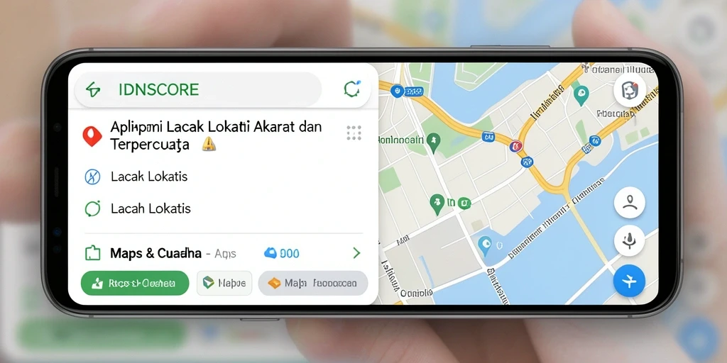 Tampilan antarmuka aplikasi Lacak Lokasi IDNSCORE yang informatif.