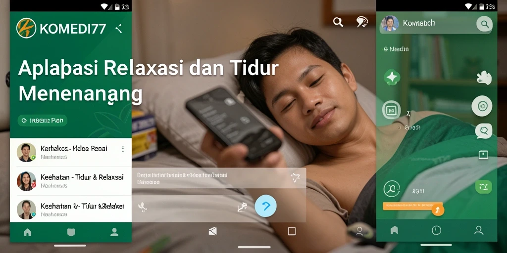 Antarmuka aplikasi KOMEDI77 dengan fitur tidur yang nyaman.